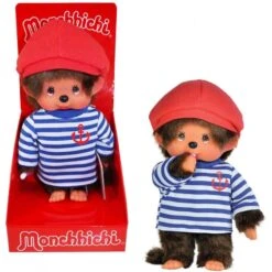 Bandai - Peluche Monchhichi - Kiki Garçon Marin - 20 Cm
