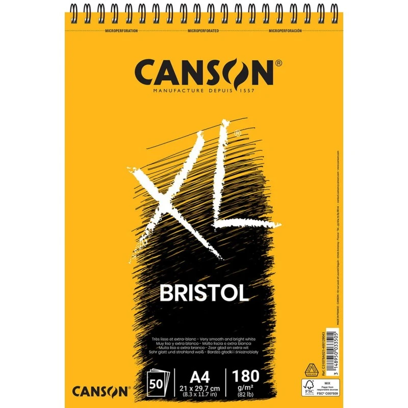 Canson - Beaux Arts - Bloc XL à Spirales - Bristol - 50 Feuilles à Dessin - A4 - 180 G/m2 3 Canson - Beaux Arts - Bloc XL à Spirales - Bristol - 50 Feuilles à Dessin - A4 - 180 G/m2