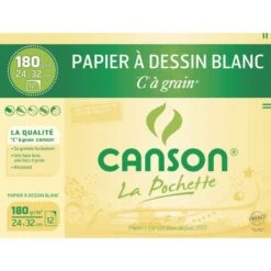 Canson - Beaux Arts - Pochette De Papier à Dessin Blanc - 12 Feuilles - 24x32 Cm - 180 G/m2