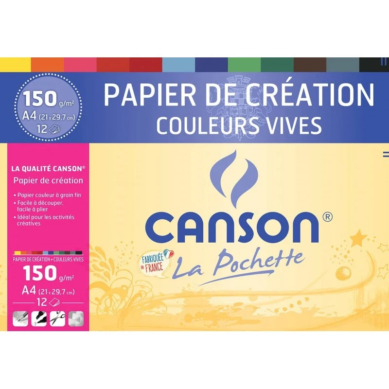 Canson - Beaux Arts - Pochette De Papier Couleur Vives - 12 Feuilles - A4 - 150 G/m2 3 Canson - Beaux Arts - Pochette De Papier Couleur Vives - 12 Feuilles - A4 - 150 G/m2