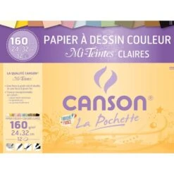 Canson - Beaux Arts - Pochette De Papier Dessin Mi-teintes Coloris Pastel - 12 Feuilles - 24x32 Cm -