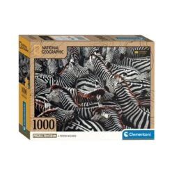 Clementoni - Compact Puzzle 1000 Pièces - National Geographic - Zèbres