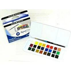 Canson Daler Rowney - Beaux Arts - Coffret De Poche De 24 Demi Godets D'aquarelle Aquafine Et Pinceau