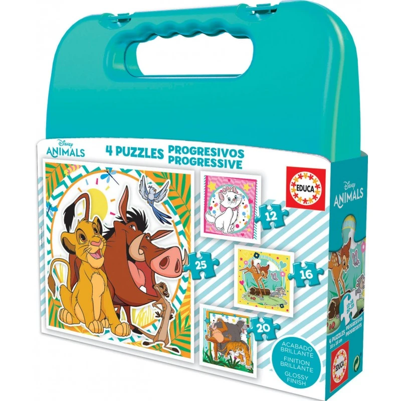 Educa - Malette Puzzles Progressifs 12-16-20-25 Pièces - Disney Classics 3 Educa - Malette Puzzles Progressifs 12-16-20-25 Pièces - Disney Classics