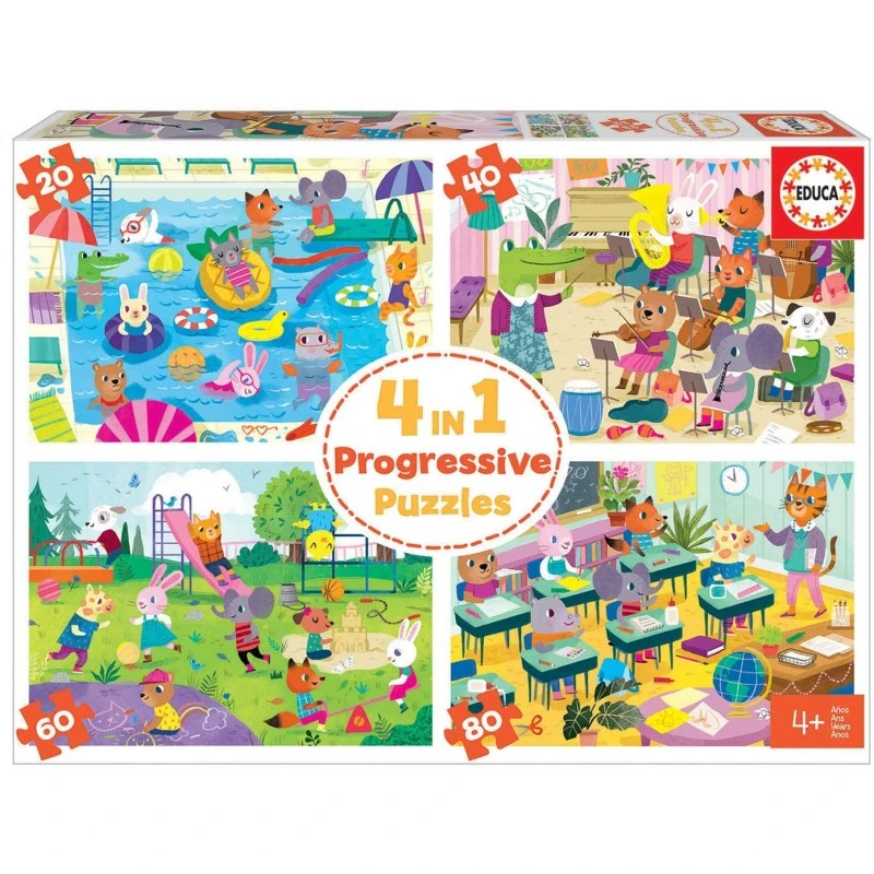 Educa - Puzzle 20, 40, 60 Et 80 Pièces - A L'école 3 Educa - Puzzle 20, 40, 60 Et 80 Pièces - A L'école