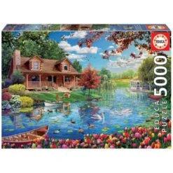 Educa - Puzzle 5000 Pièces - Chalet Au Bord Du Lac