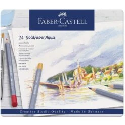 Faber-Castell - Beaux Arts - Boîte De 24 Crayons Aquarellables Pointe Moyenne