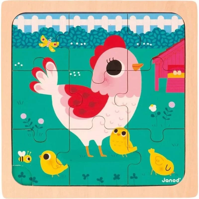 Janod - Puzzle 9 Pièces En Bois - Poulette Henriette 3 Janod - Puzzle 9 Pièces En Bois - Poulette Henriette