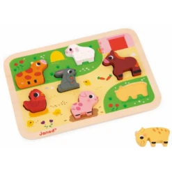 Janod - Puzzle Encastrement En Bois - Les Animaux De La Ferme
