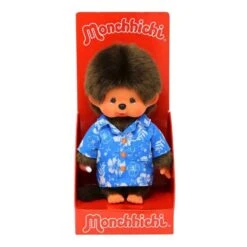 Bandai Monchhichi - Peluche Kiki Garçon Hawaii - 20 Cm