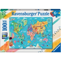 Ravensburger - Puzzle 100 Pièces - La Carte Du Monde