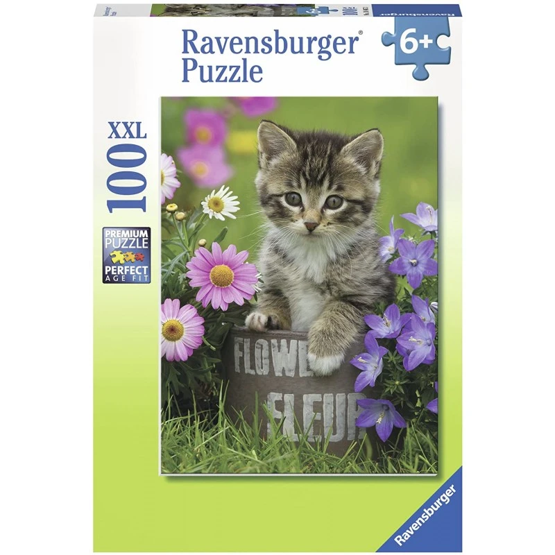 Ravensburger - Puzzle 100 Pièces XXL - Chaton Parmi Les Fleurs 3 Ravensburger - Puzzle 100 Pièces XXL - Chaton Parmi Les Fleurs